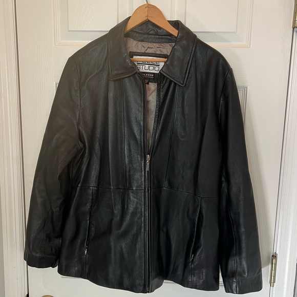 Wilson’s Leather Pelle Studio Black Moto Jacket - Picture 1 of 5